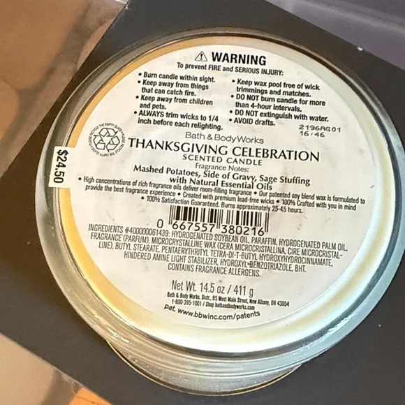 Bath & Body Works Thanksgiving Celebration Candle - Gold, Brown, White - Picture 3 of 3